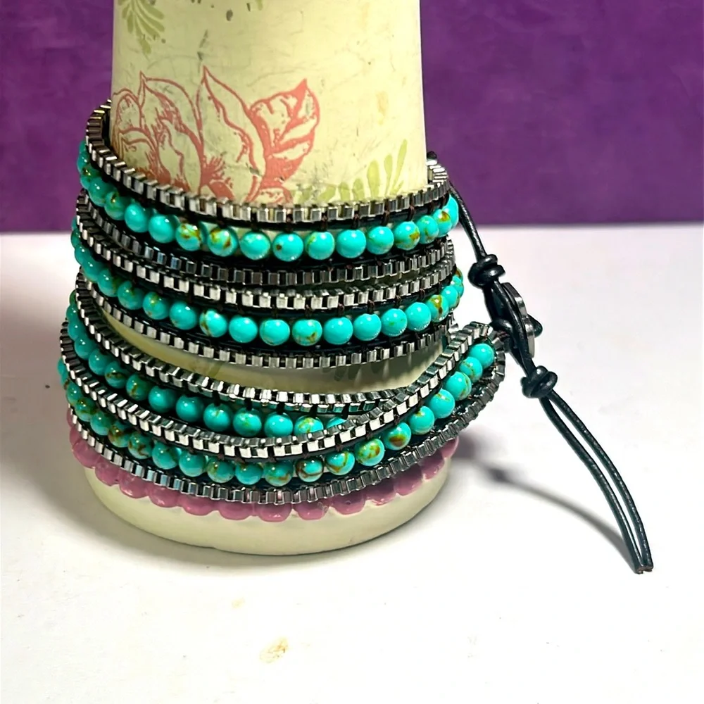 🌟Silver & Turquoise Sassparilla Wrap Bracelet🌟 - Picture 1 of 11